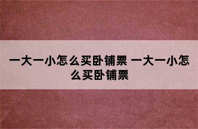 一大一小怎么买卧铺票 一大一小怎么买卧铺票